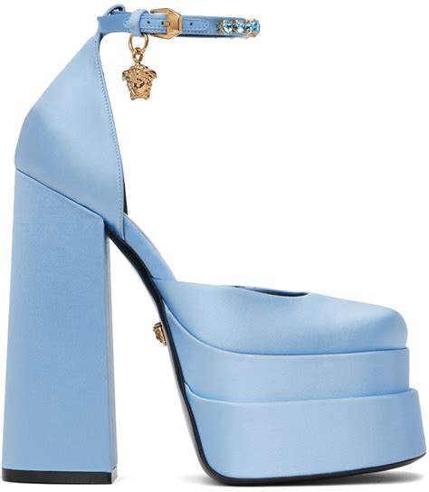 versace blue platform heels|Versace platform high heels.